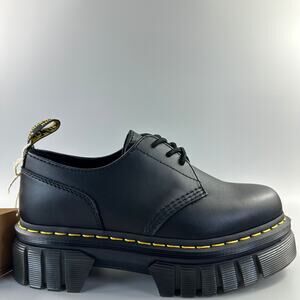 Dr Martens Audrick 3-Eye Women Size 9 Black Leather Soft Wair Platform Shoes NEW